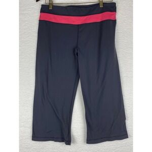Lululemon Cropped Leggings Grey Pink Contrast Waistband Capri Yoga Pants Size 6